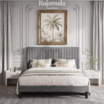 Bed Minimalist Style Full Upholstery Fabric Linen RM-28