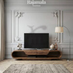 Curved TV Unit Minimalist Natural Solid Wood RM-43