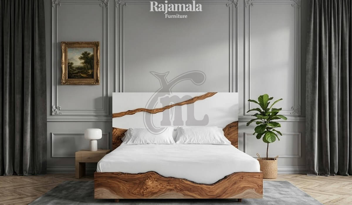 Elegant Simple Bed Epoxy Combination Solid Wood RM-22