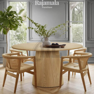 Modern Wooden Dining Table Rounded Natural Walnut RM-33