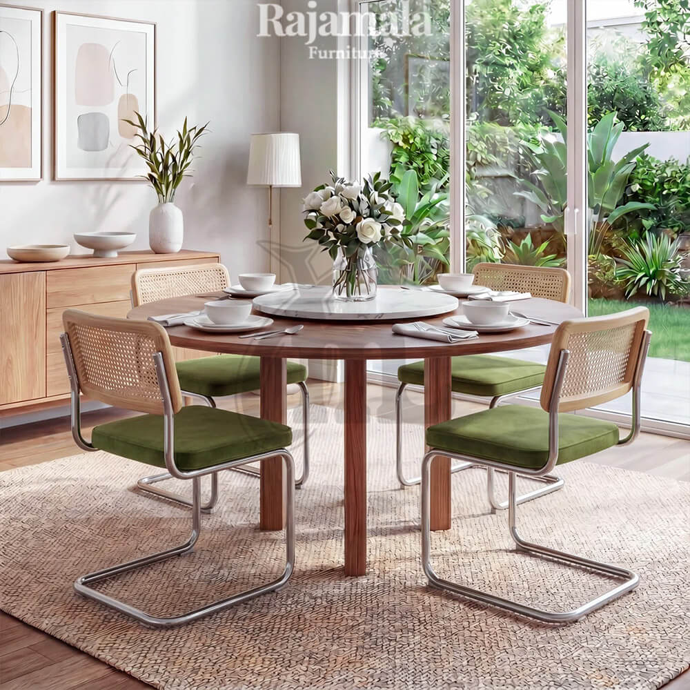 Natural Furnish Dining Table Set With Stainless Cesca Chair RM-36.1