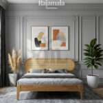 Rattan Headboard Bed Minimalist Natural Color RM-25
