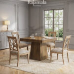 Solid Minimalist Dining Table Natural Teak Wood RM-34