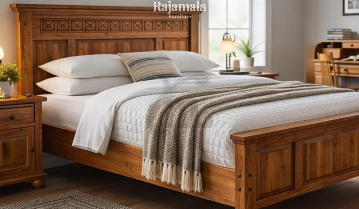 Teak Wood Bed Frame Natural Simple Minimalist RM-23 - Image 2