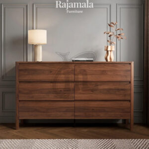 6 Drawer Minimalist Brown Natural Teak Wood RM-56