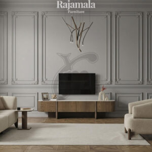 Elegant TV Stand Marquetry Design Solid Teak Wood RM-51