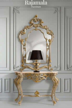 Luxurious Console Table With Mirror Carving Kingdom Design RM-62