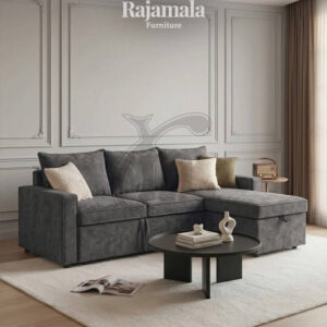 Sectional Sofa Soft Beludru Fabric Minimalist Design RM-57