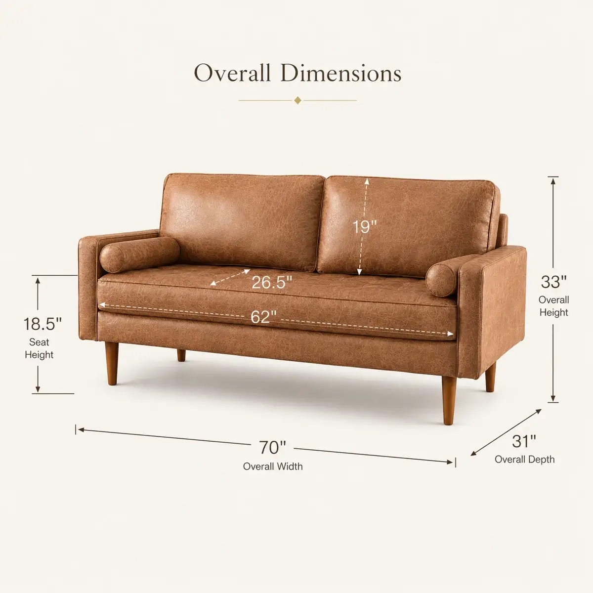Sofa Minimalist 2 Seater Elegant Italian Leather RM-58.1