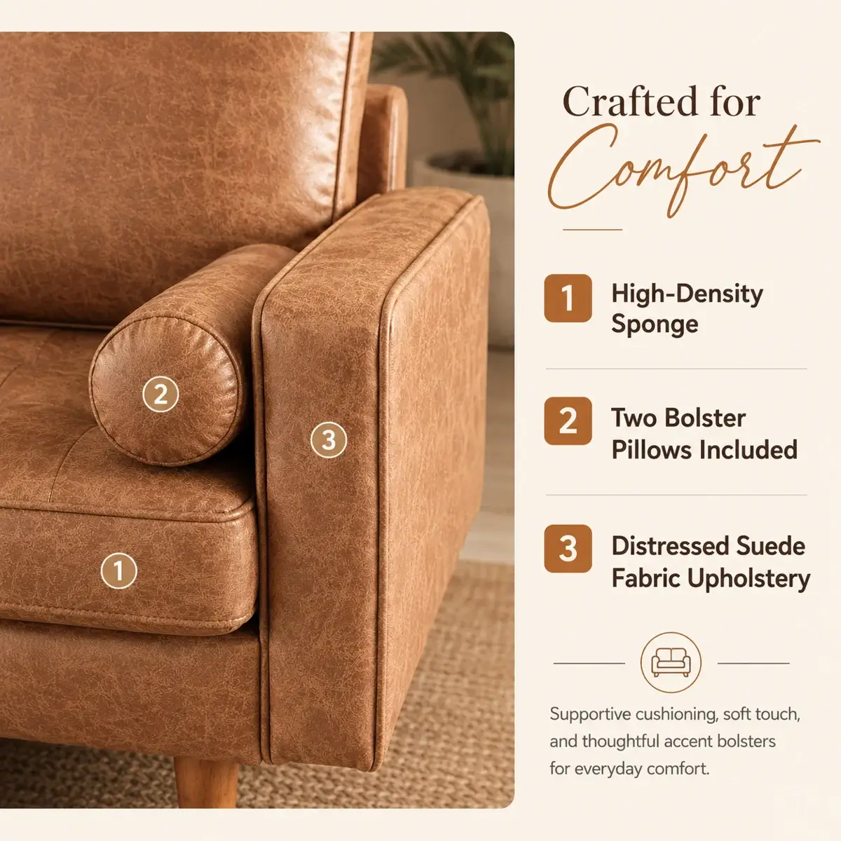 Sofa Minimalist 2 Seater Elegant Italian Leather RM-58.2