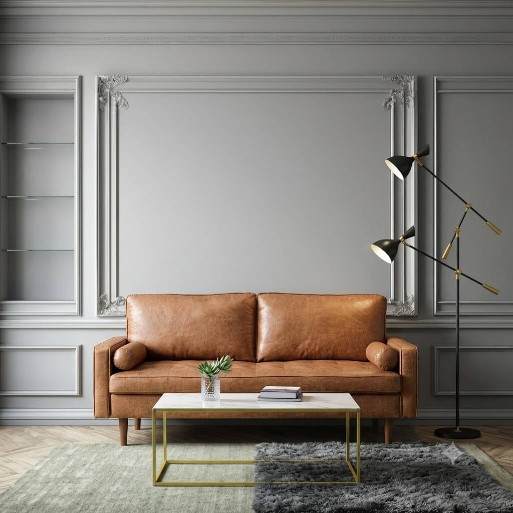 Sofa Minimalist 2 Seater Elegant Italian Leather RM-58
