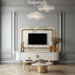 TV Stand Minimalist White Glossy Elegant Living Room RM-50
