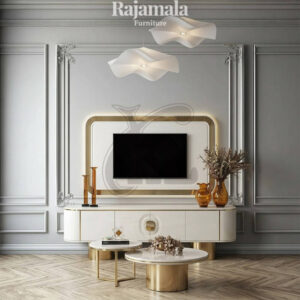 TV Stand Minimalist White Glossy Elegant Living Room RM-50