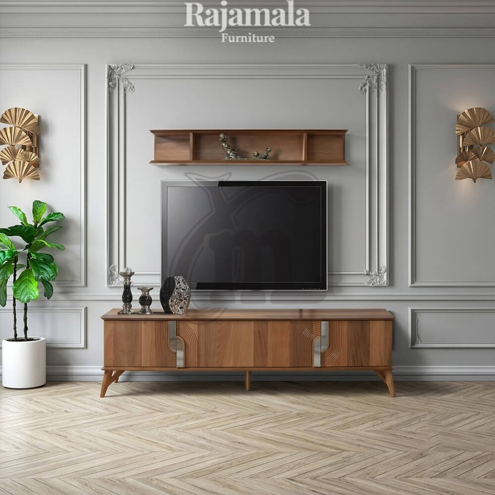 TV Unit Minimalist Solid Teak Wood Modern Design RM-49 TV Unit Minimalist Solid Teak Wood Modern Design RM-49