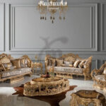 Augustan Sofa Luxury Carving Gold Leaf Color RM-71