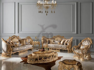 Augustan Sofa Luxury Carving Gold Leaf Color RM-71