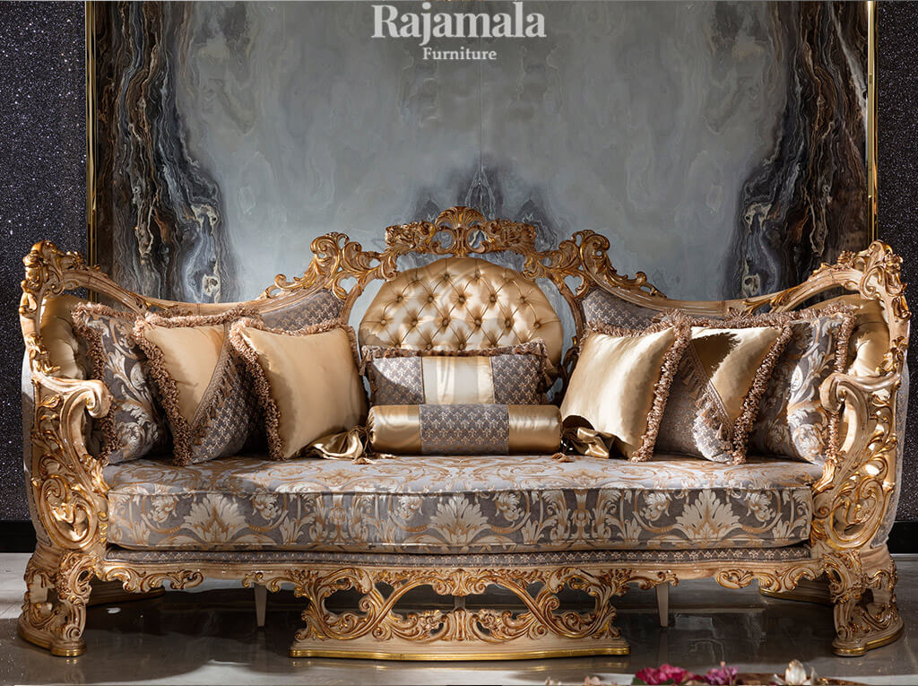 Augustan Sofa Luxury Carving Gold Leaf Color RM-71.1