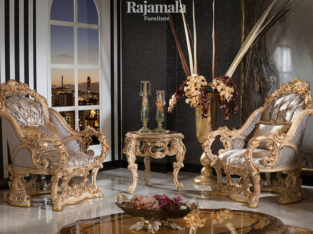 Augustan Sofa Luxury Carving Gold Leaf Color RM-71.2