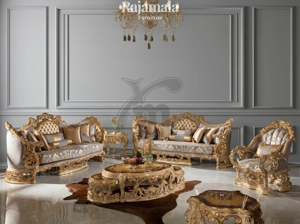Augustan Sofa Luxury Carving Gold Leaf Color RM-71 Augustan Sofa Luxury Carving Gold Leaf Color RM-71