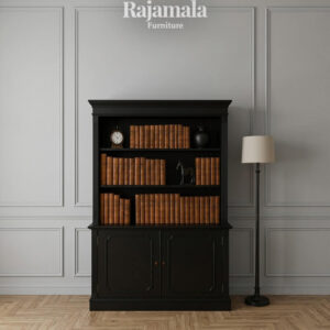 Aura Minimalist Wood Cabinet Bookcase Black Edition RM-91