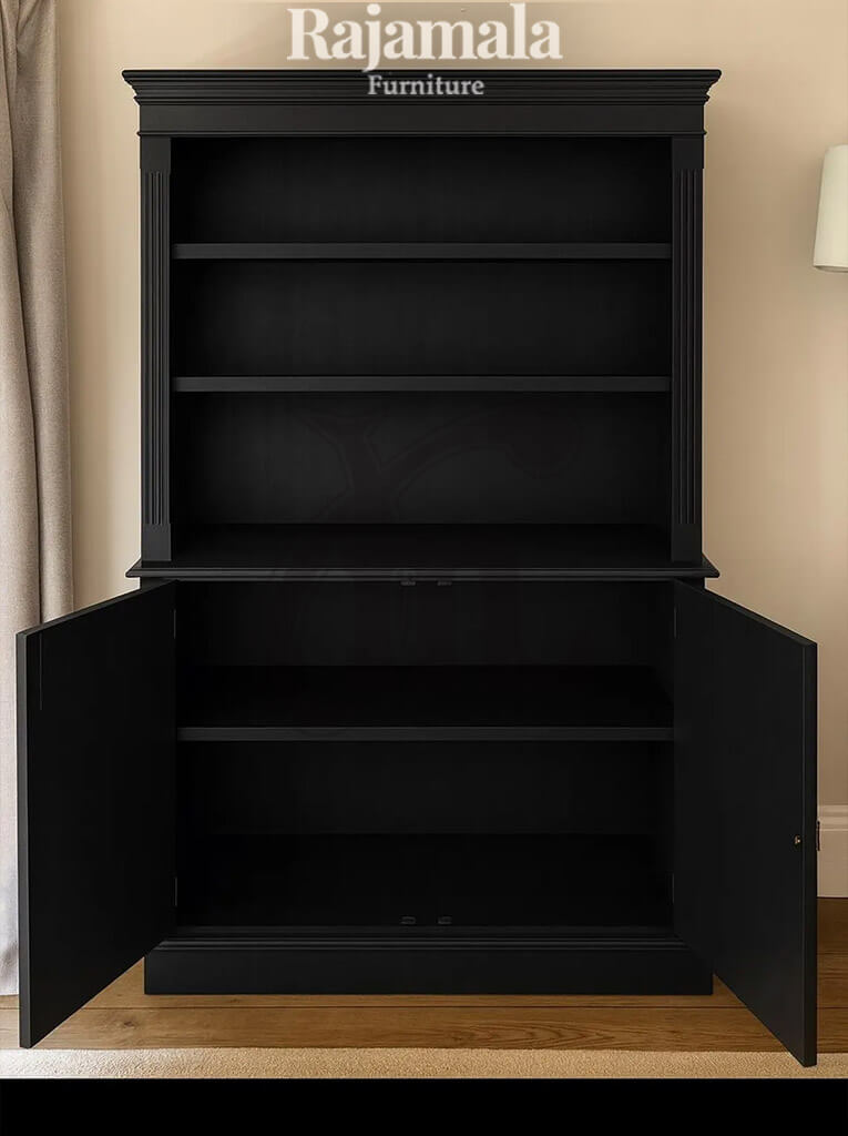 Aura Minimalist Wood Cabinet Bookcase Black Edition RM-91.1