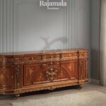 Classic Luxury TV Stand Teak Wood Marquetry Style RM-76