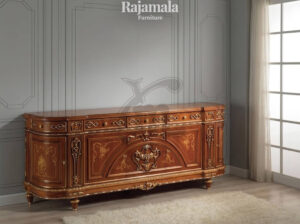 Classic Luxury TV Stand Teak Wood Marquetry Style RM-76