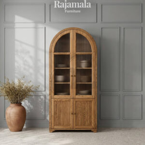 Display Cabinet Teak Wood Natural Walnut Color RM-86