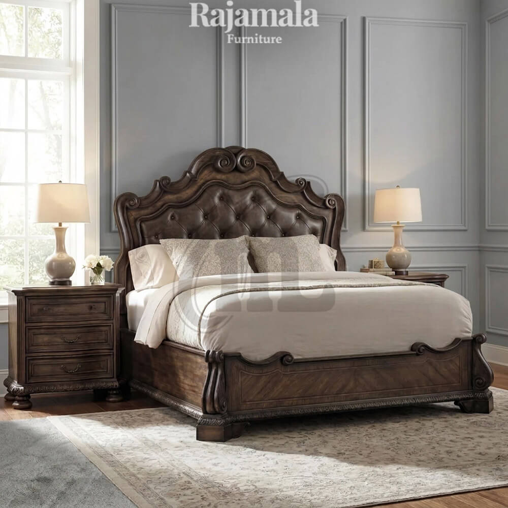 Elegant Bedroom Set Solid Teak Wood Natural Color RM-119.1