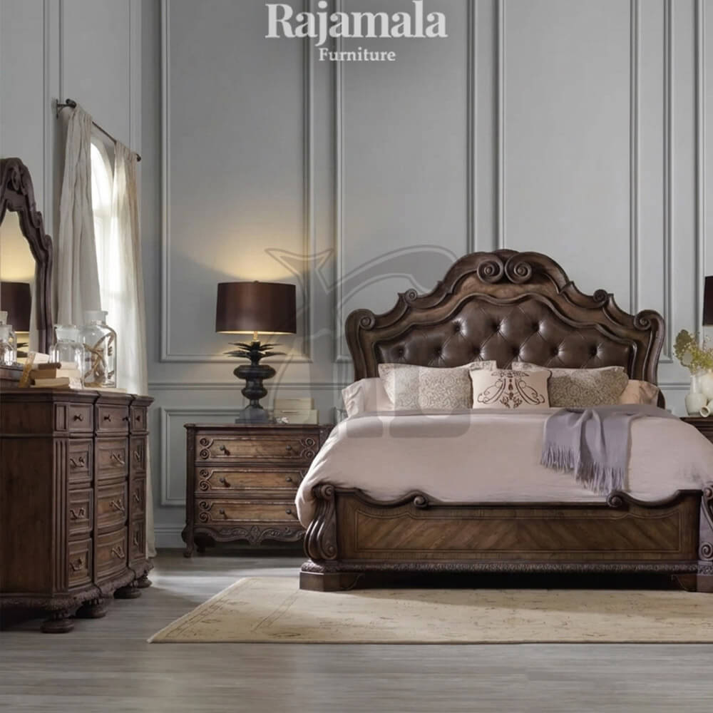 Elegant Bedroom Set Solid Teak Wood Natural Color RM-119.2