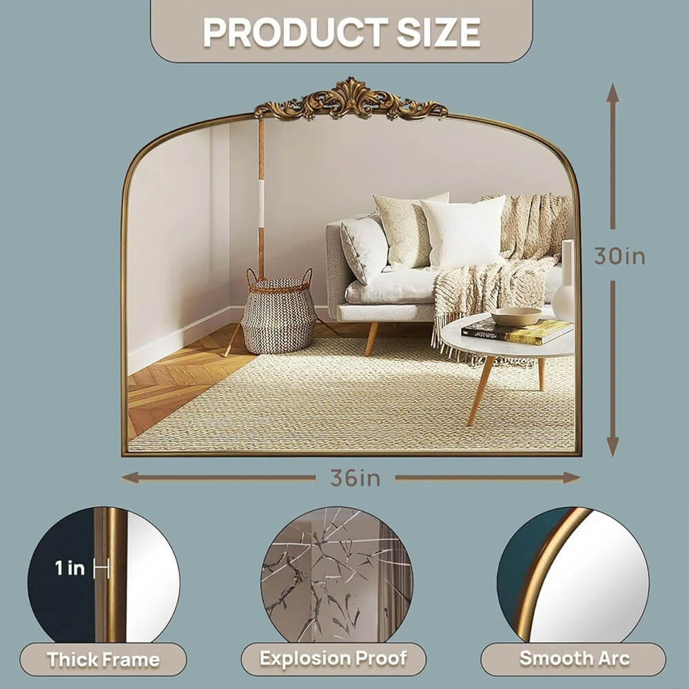 Heritage Crown Carved Mirror Gold Leaf Color RM-112.1