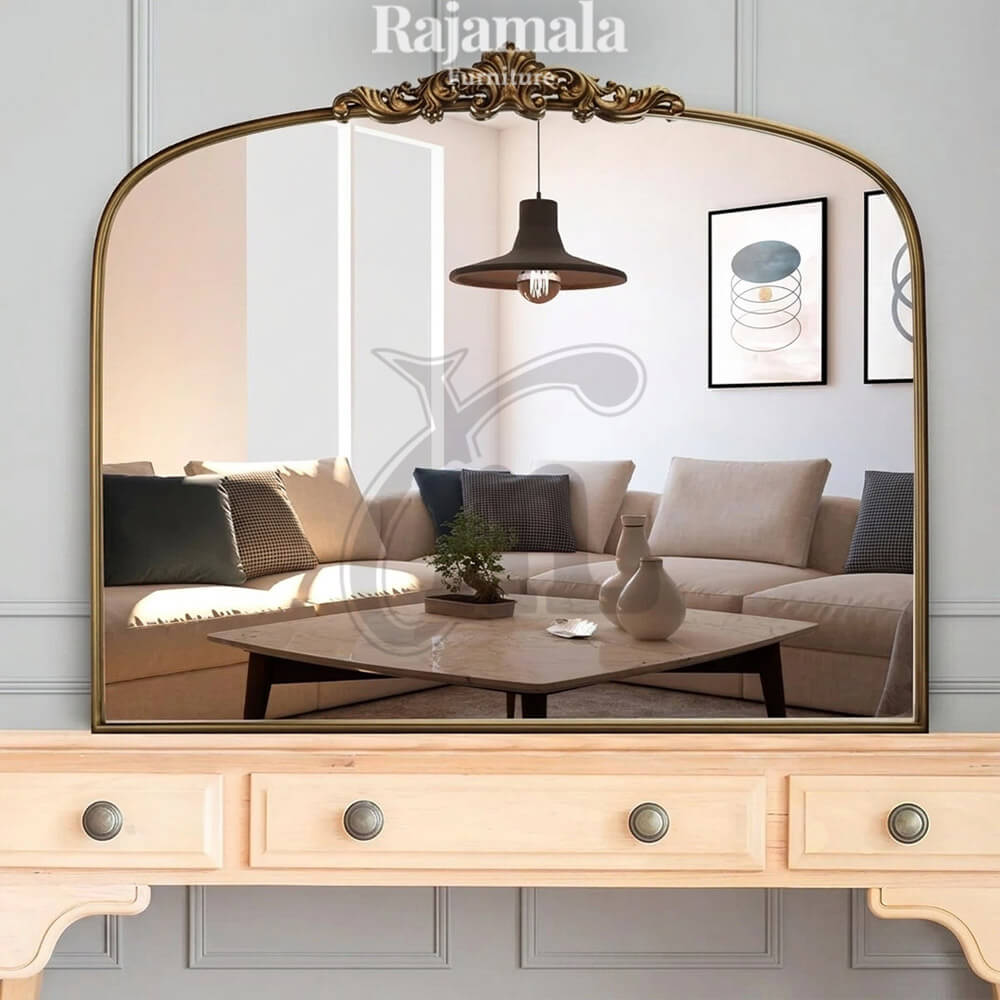 Heritage Crown Carved Mirror Gold Leaf Color RM-112