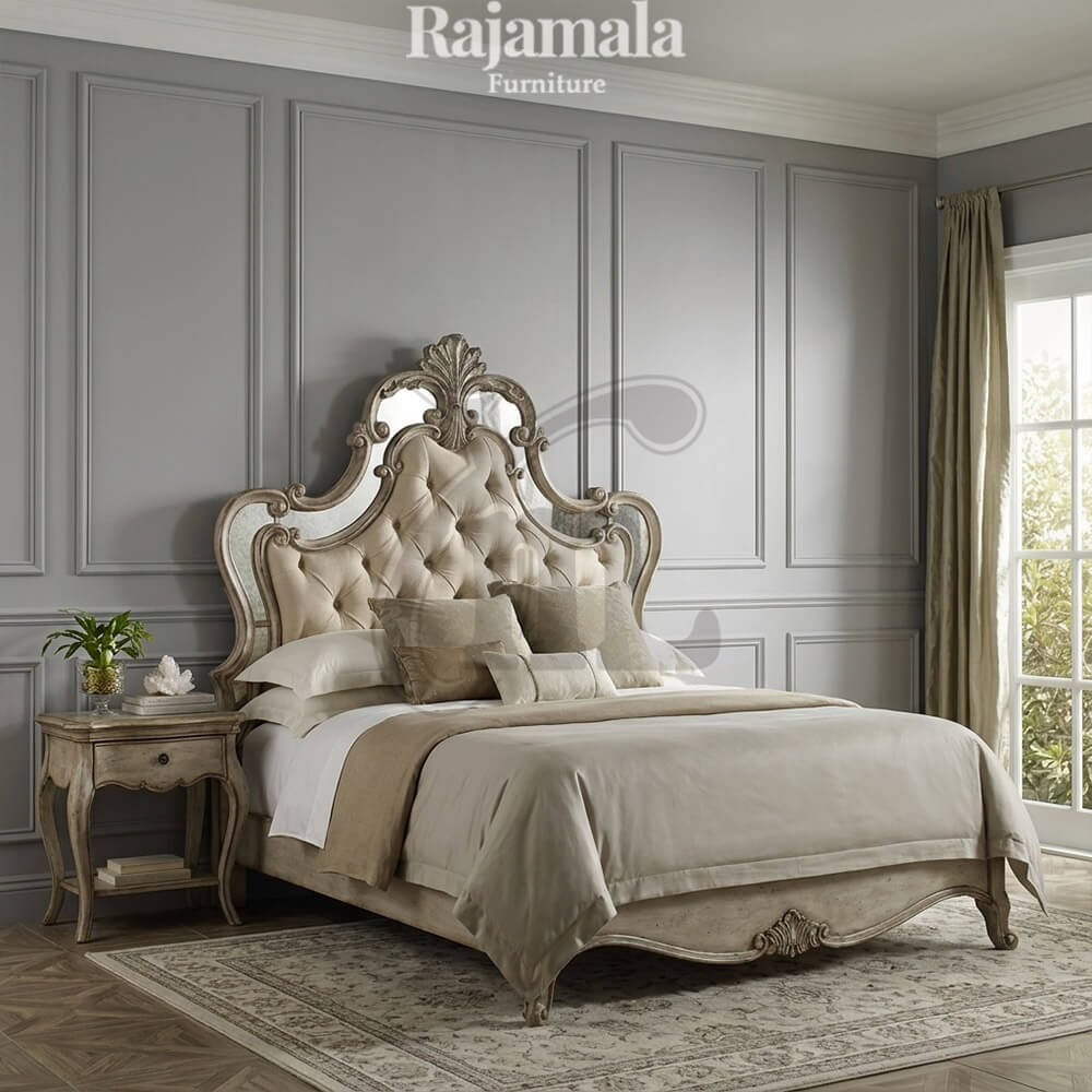 Luxury Bed Frame Crown Carved Design Palace RM-117.2