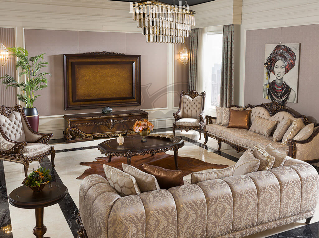 Majestic Royal Walnut TV Stand Gold Accents RM-107.2