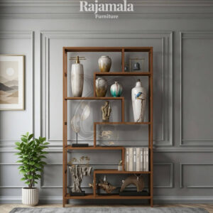Minimalist Partition Bookshelf Solid Teak Wood RM-89
