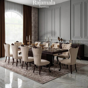 Natural Walnut Dining Table Set Luxurious Elegance RM-100