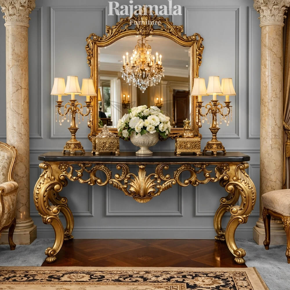 Royal Console Table Carved Design Jepara Furniture RM-113 Royal Console Table Carved Design Jepara Furniture RM-113