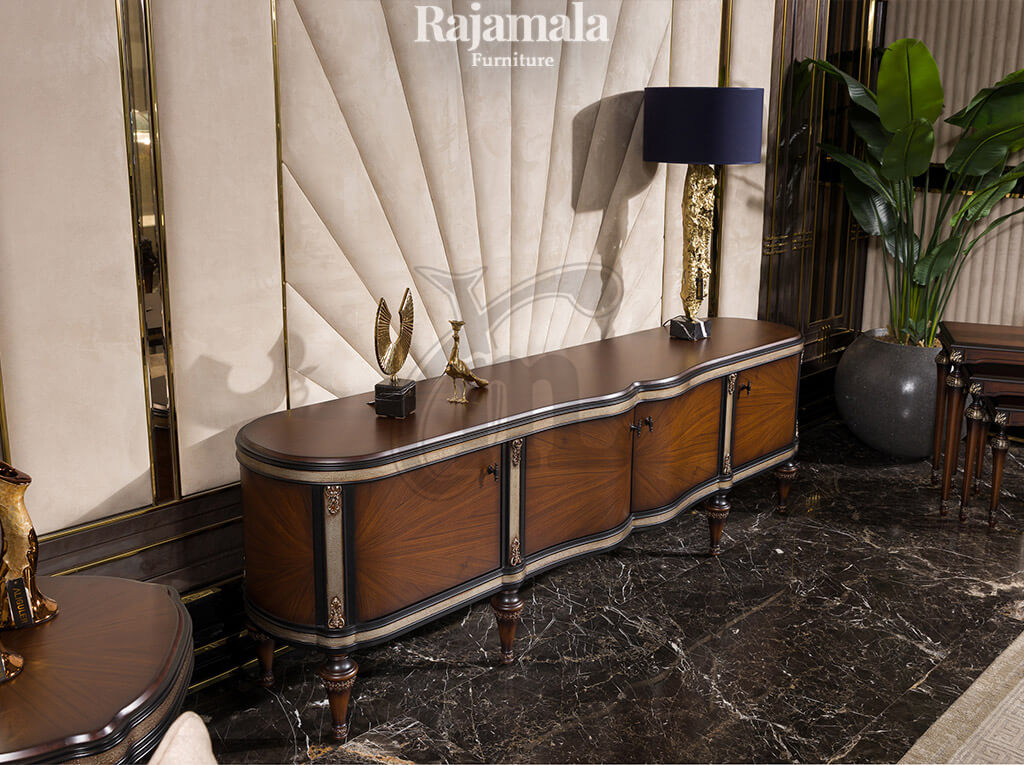Royal Handcrafted Teak TV Stand Marquetry Style RM-108.1