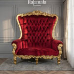 Royal Queen Chair 2 Seater Red Velvet Fabric Color RM-81