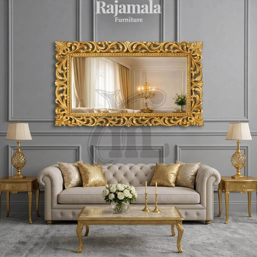 Cermin Dinding Mewah Ukiran Jepara Desain Interior Sultan RM-161 Cermin Dinding Mewah Ukiran Jepara Desain Interior Sultan RM-161