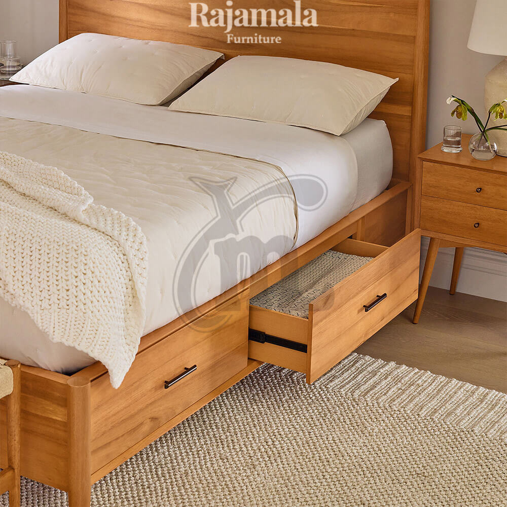 Dipan Minimalis Kayu Jati Drawer Design Elegant RM-131.2