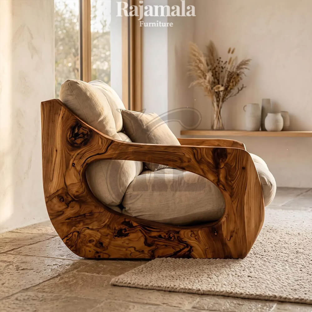 Kursi Sofa Minimalis Kayu Solid Model Terbaru Soft Fabric RM-153.1