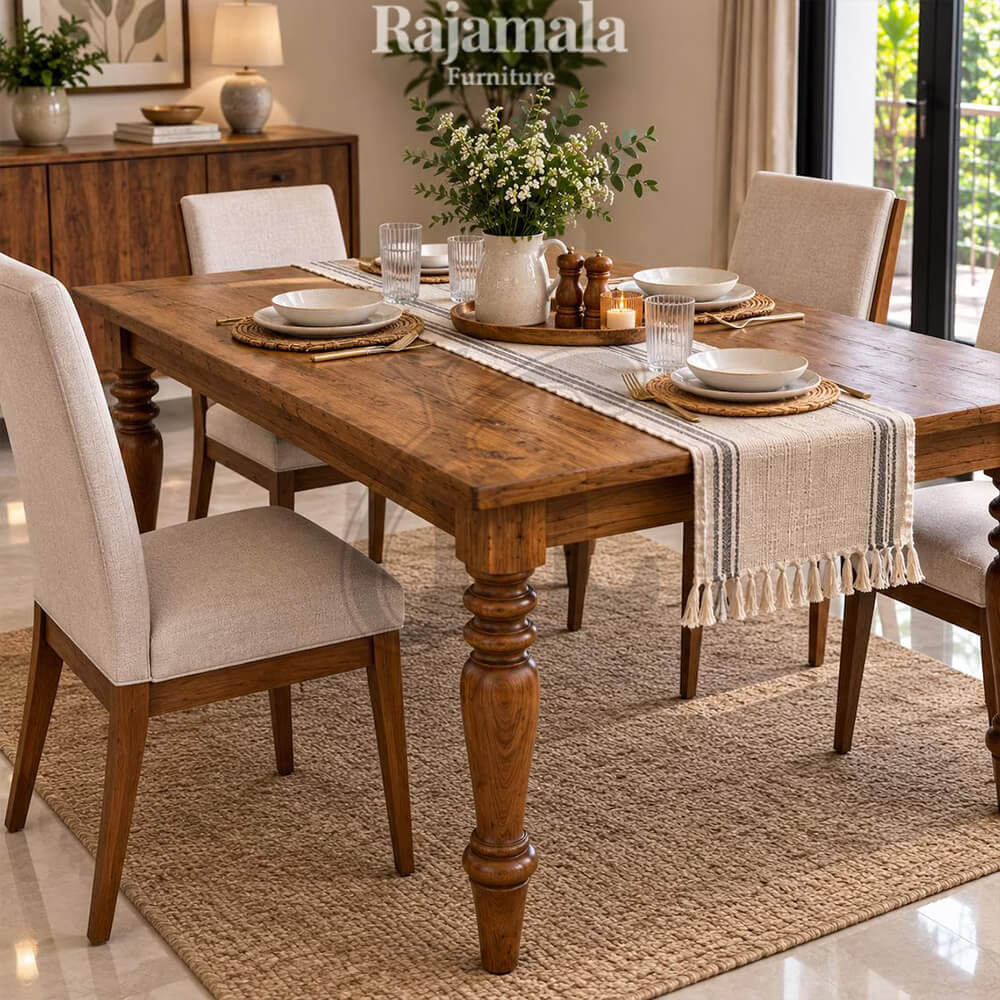 Meja Makan Jati Jepara Minimalis Natural Walnut Color RM-158.1