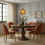Meja Makan Jepara Minimalis Desain Bundar Simple Interior Style RM-160
