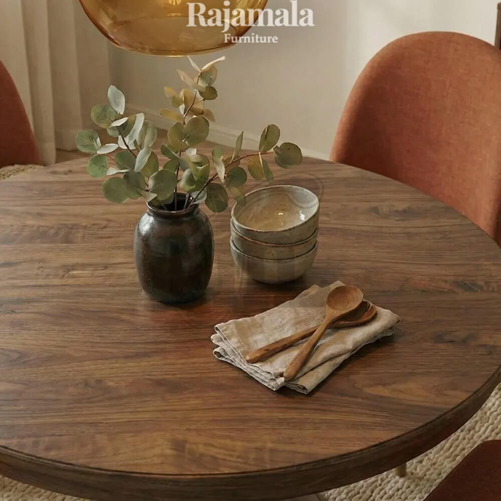 Meja Makan Jepara Minimalis Desain Bundar Simple Interior Style RM-160.2