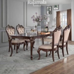 Meja Makan Mewah Kayu Jati Solid Premium Natural Glossy RM-172