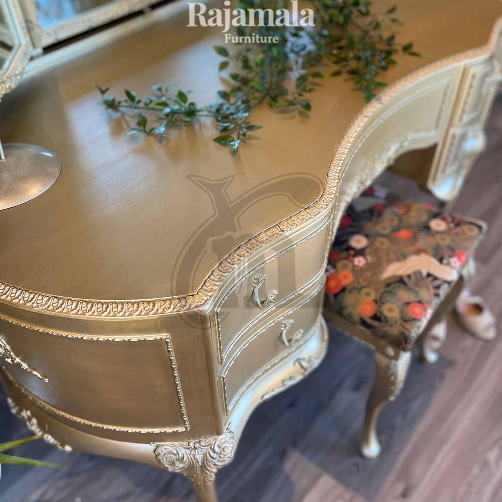 Meja Rias Mewah Emas Ukiran Jepara Classic Majestic RM-150.1