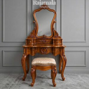 Meja Rias Mewah Kayu Jati Ukiran Klasik Natural Color RM-149