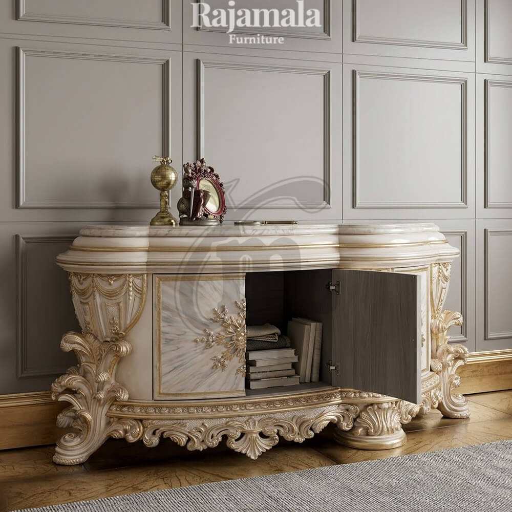 Meja TV Mewah Ukiran Jepara Classic Palace Carving Design RM-187.2