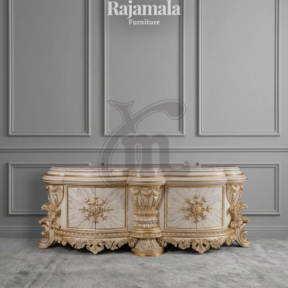 Meja TV Mewah Ukiran Jepara Classic Palace Carving Design RM-187 Meja TV Mewah Ukiran Jepara Classic Palace Carving Design RM-187